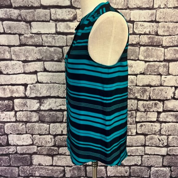 J. Crew Navy & Green Sleeveless Button Down Blouse Size 6 - Picture 4 of 9